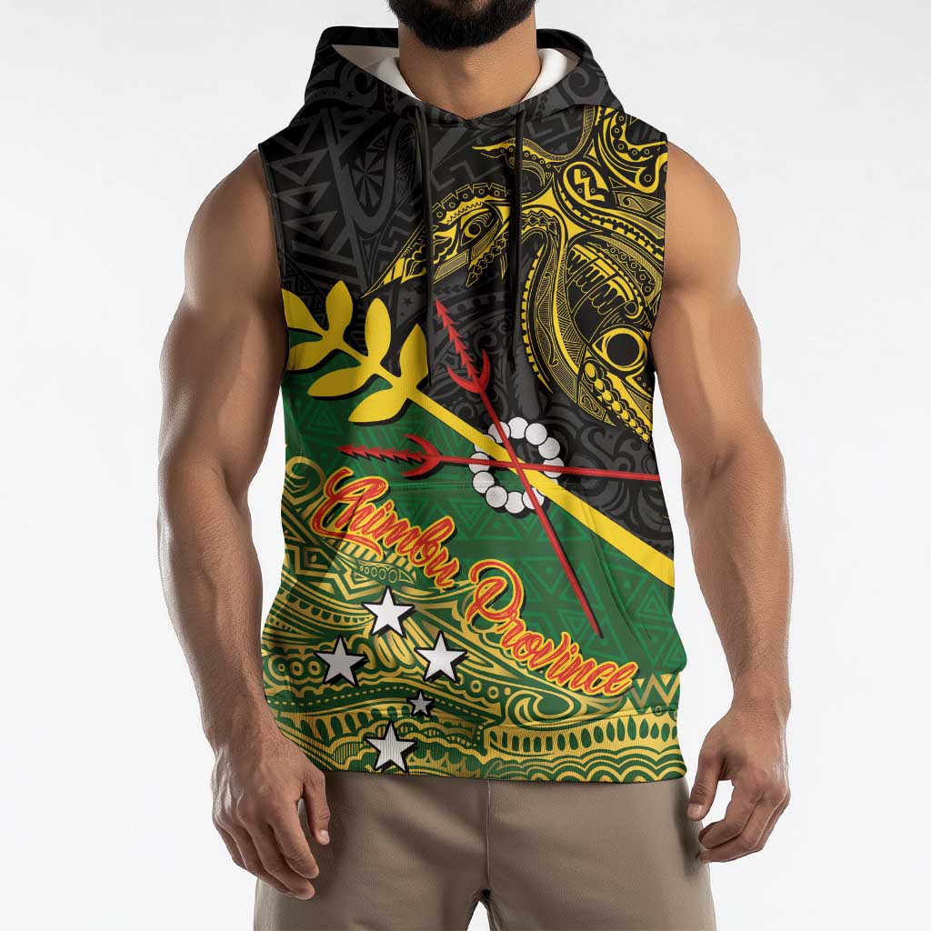 Personalized Chimpu Province Papua New Guinea Sleeveless Hoodie Bird-of-paradise Art Tattoo and Melanesian Motifs LT03 - Polynesian Pride