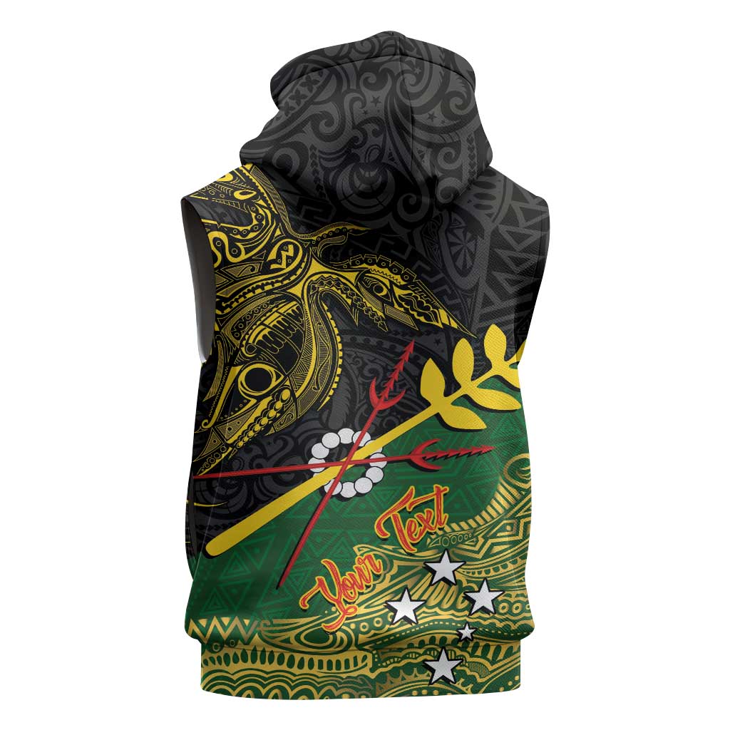 Personalized Chimpu Province Papua New Guinea Sleeveless Zip Hoodie Bird-of-paradise Art Tattoo and Melanesian Motifs LT03 - Polynesian Pride