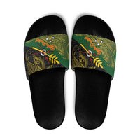 Chimpu Province Papua New Guinea Slide Sandals Bird-of-paradise Art Tattoo and Melanesian Motifs LT03 Black - Polynesian Pride