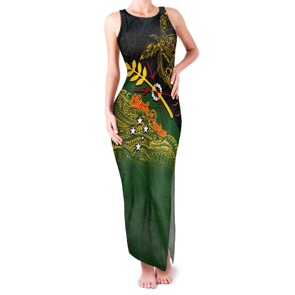Personalized Chimpu Province Papua New Guinea Tank Maxi Dress Bird-of-paradise Art Tattoo and Melanesian Motifs LT03 Women Black - Polynesian Pride
