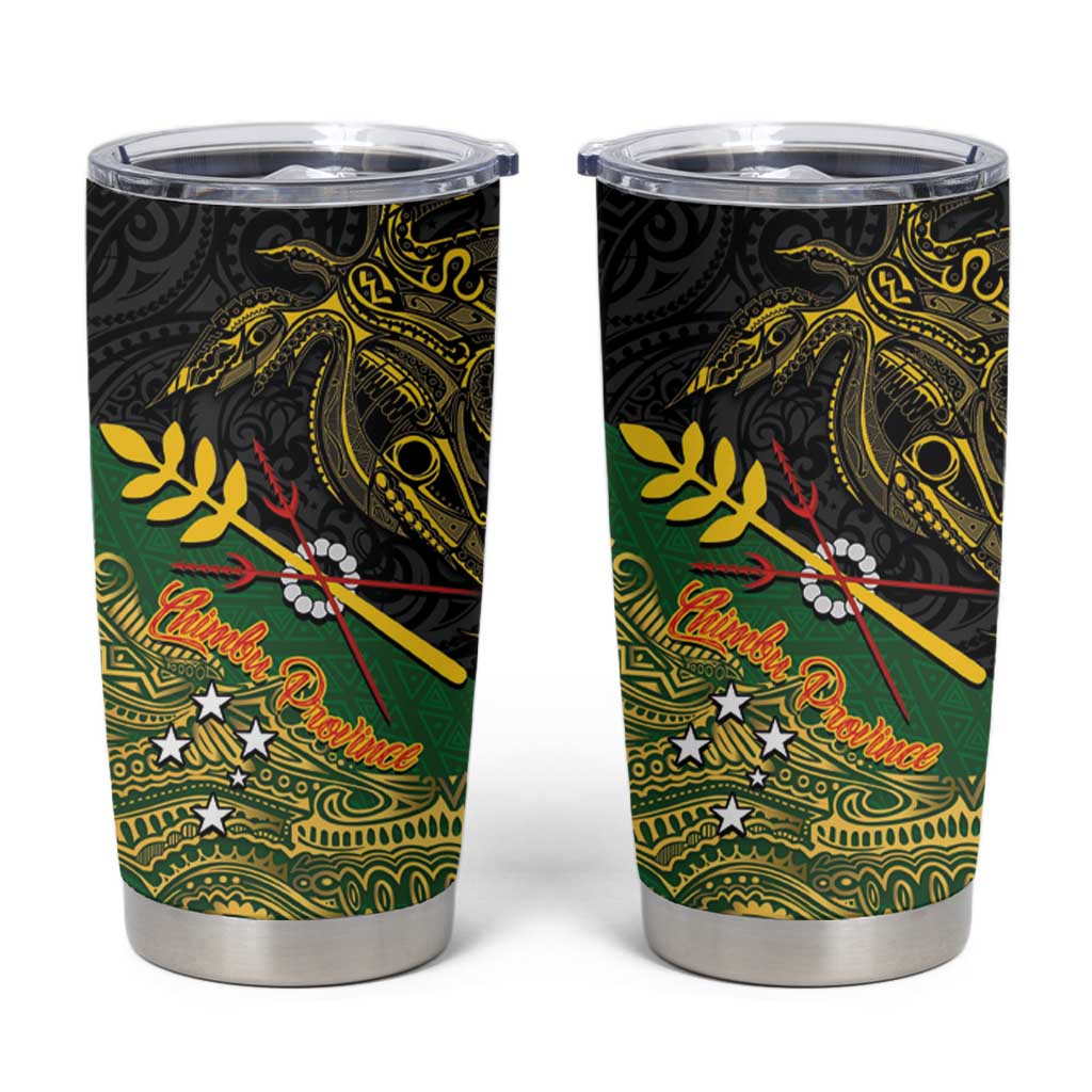 Chimpu Province Papua New Guinea Tumbler Cup Bird-of-paradise Art Tattoo and Melanesian Motifs LT03 Black - Polynesian Pride