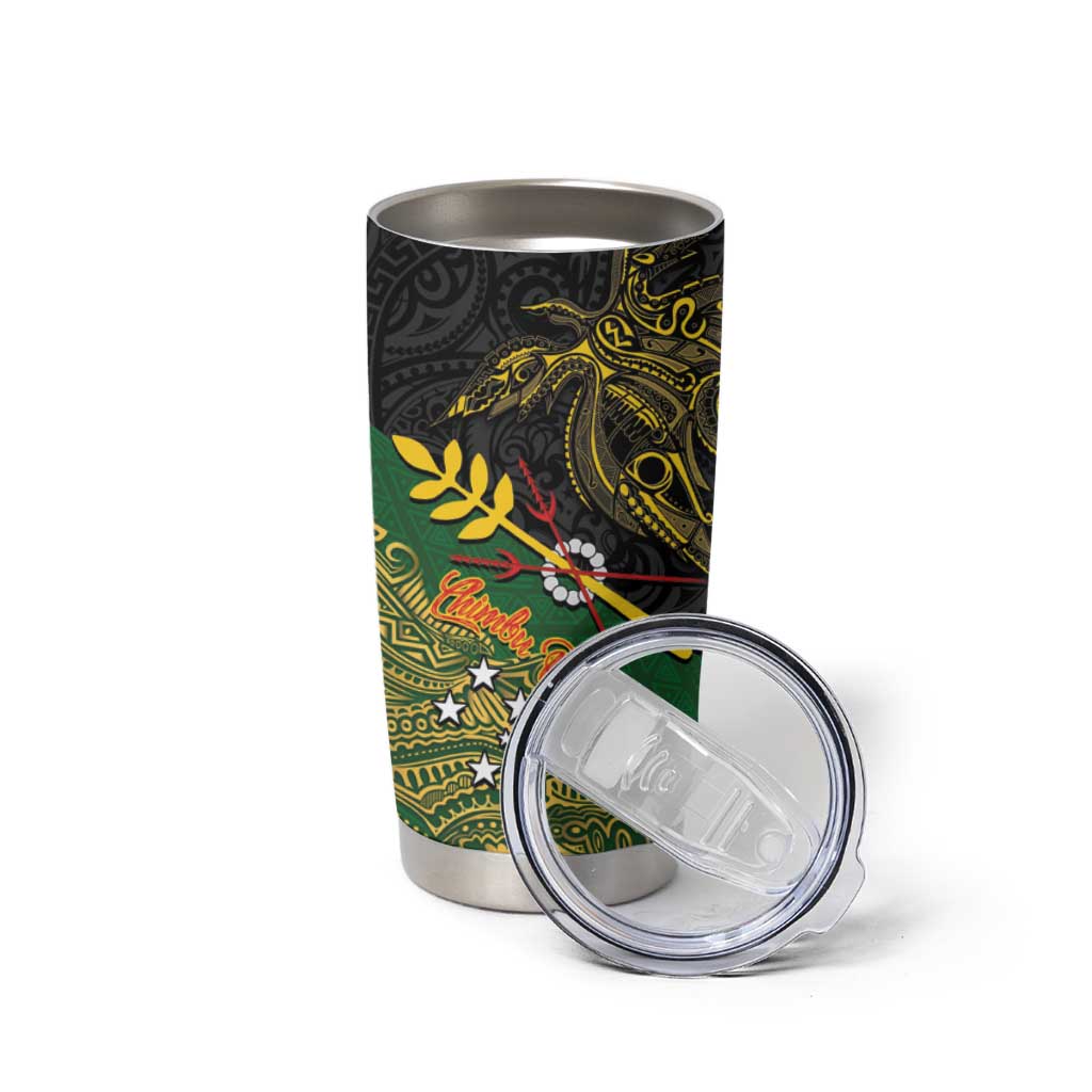 Chimpu Province Papua New Guinea Tumbler Cup Bird-of-paradise Art Tattoo and Melanesian Motifs LT03 - Polynesian Pride