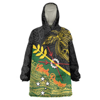 Personalized Chimpu Province Papua New Guinea Wearable Blanket Hoodie Bird-of-paradise Art Tattoo and Melanesian Motifs LT03 One Size Black - Polynesian Pride