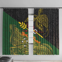 Chimpu Province Papua New Guinea Window Curtain Bird-of-paradise Art Tattoo and Melanesian Motifs LT03 With Hooks Black - Polynesian Pride