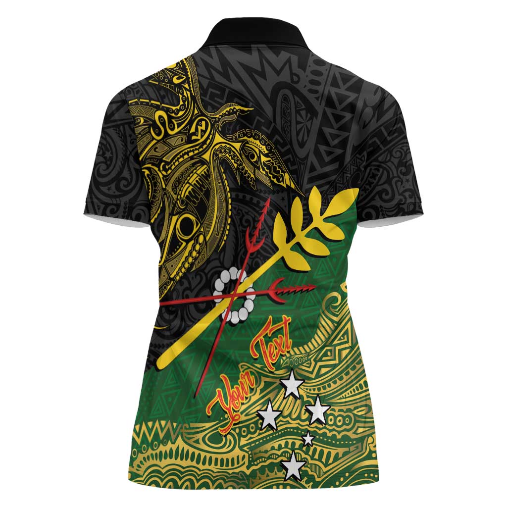 Personalized Chimpu Province Papua New Guinea Women Polo Shirt Bird-of-paradise Art Tattoo and Melanesian Motifs - Polynesian Pride