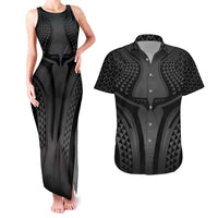 Hawaiian Kakau Art Tattoos Aquaman Style Couples Matching Tank Maxi Dress and Hawaiian Shirt Special Edition LT03 Black - Polynesian Pride