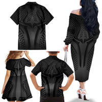 Hawaiian Kakau Art Tattoos Aquaman Style Family Matching Off The Shoulder Long Sleeve Dress and Hawaiian Shirt Special Edition LT03 - Polynesian Pride