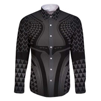 Hawaiian Kakau Art Tattoos Aquaman Style Family Matching Off Shoulder Short Dress and Hawaiian Shirt Special Edition LT03 Dad's Shirt - Long Sleeve Black - Polynesian Pride