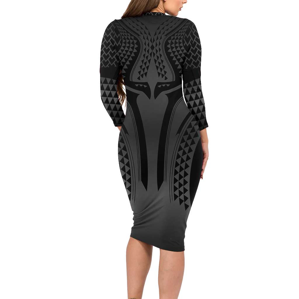 Hawaiian Kakau Art Tattoos Aquaman Style Long Sleeve Bodycon Dress Special Edition LT03 - Polynesian Pride