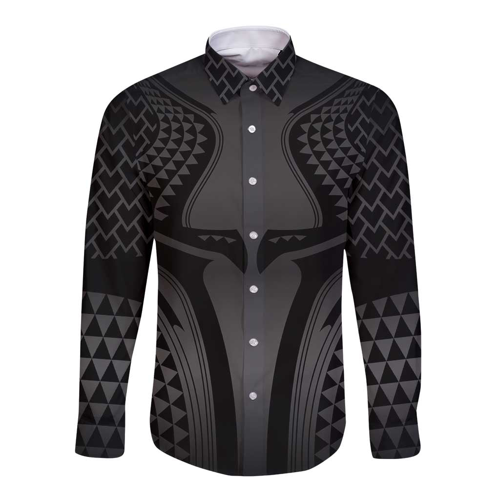 Hawaiian Kakau Art Tattoos Aquaman Style Long Sleeve Button Shirt Special Edition - Polynesian Pride