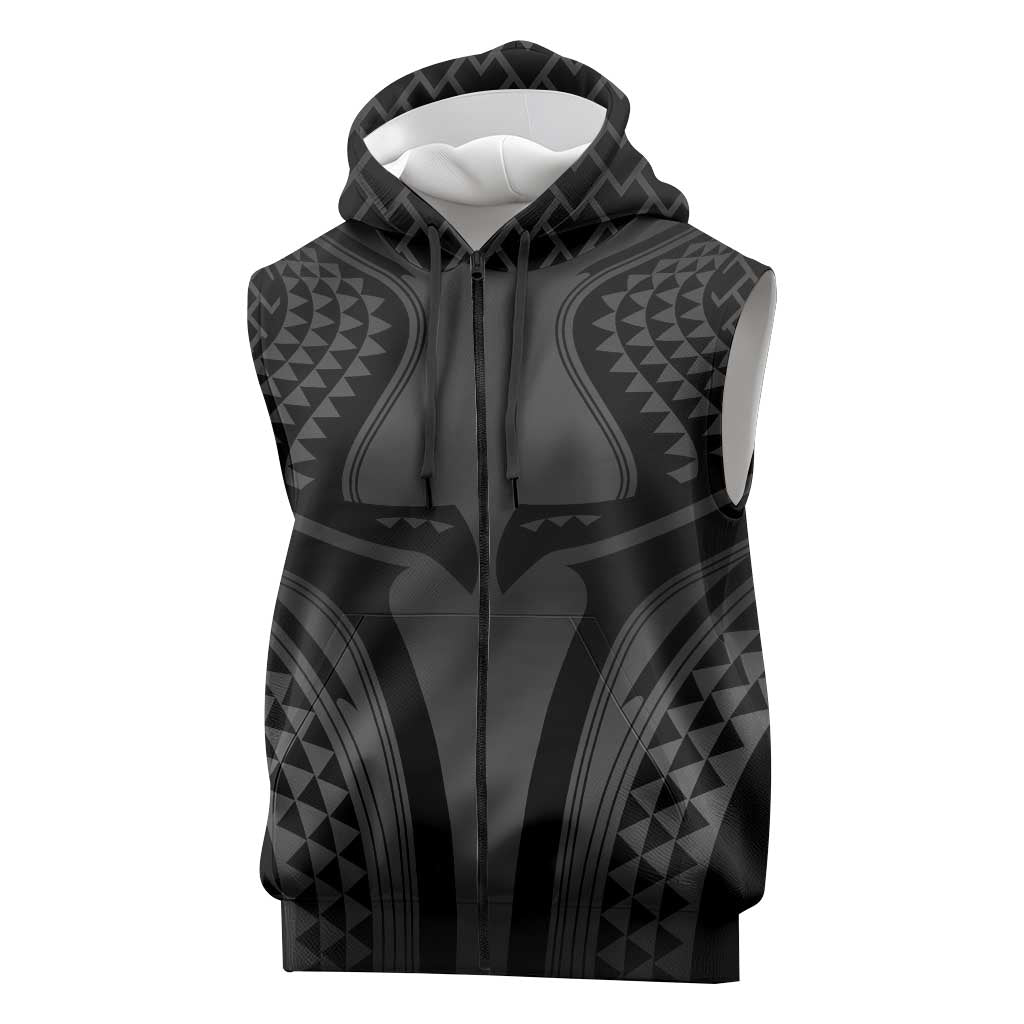 Hawaiian Kakau Art Tattoos Aquaman Style Sleeveless Zip Hoodie Special Edition LT03 Black - Polynesian Pride