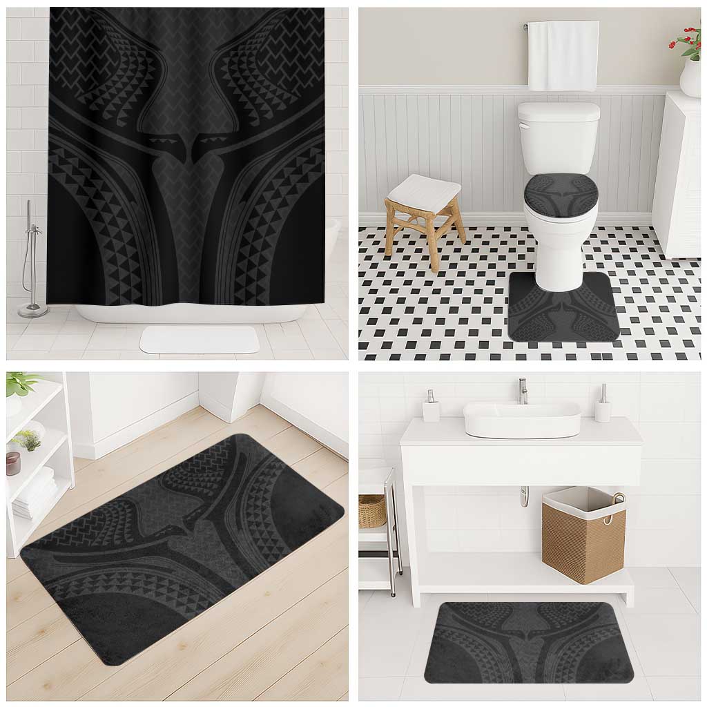 Hawaiian Kakau Art Tattoos Aquaman Style Bathroom Set Black Version - Polynesian Pride