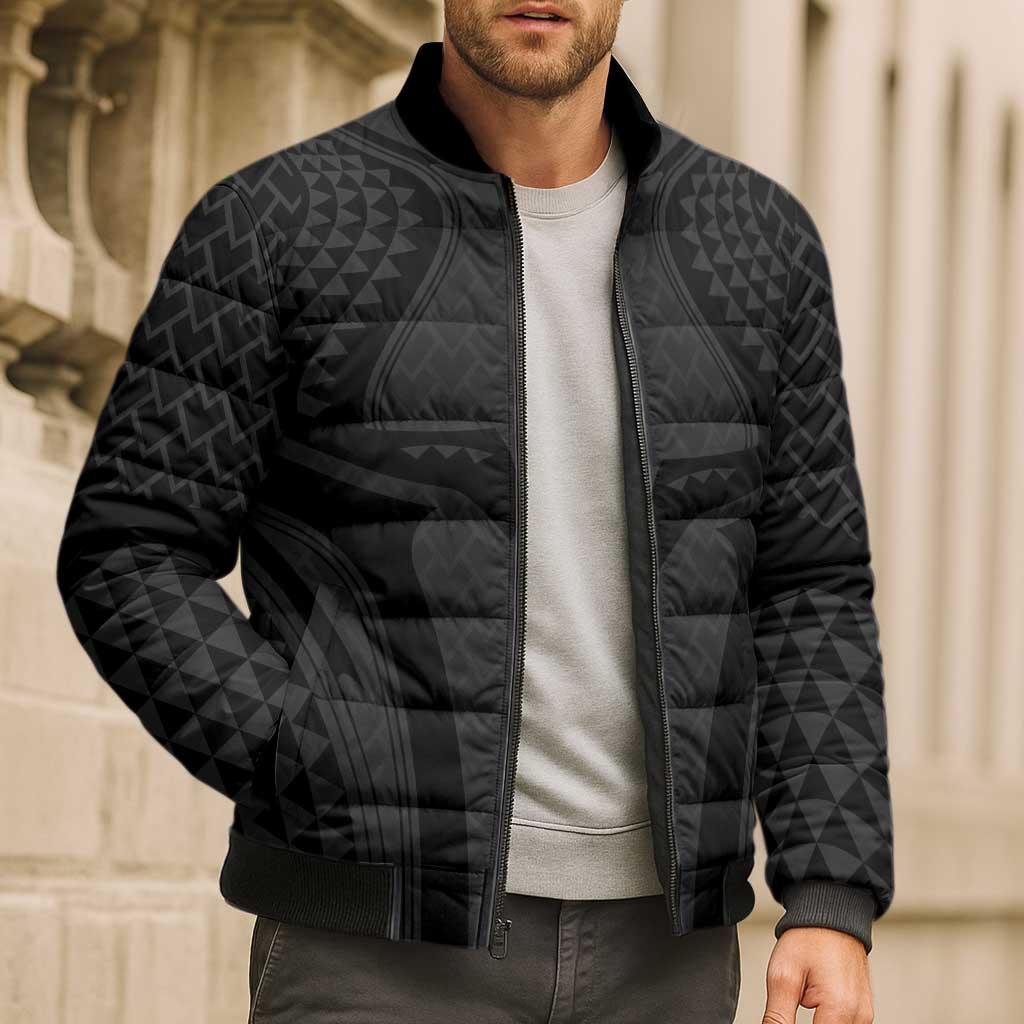 Hawaiian Kakau Art Tattoos Aquaman Style Bomber Puffer Jacket Black Version - Polynesian Pride