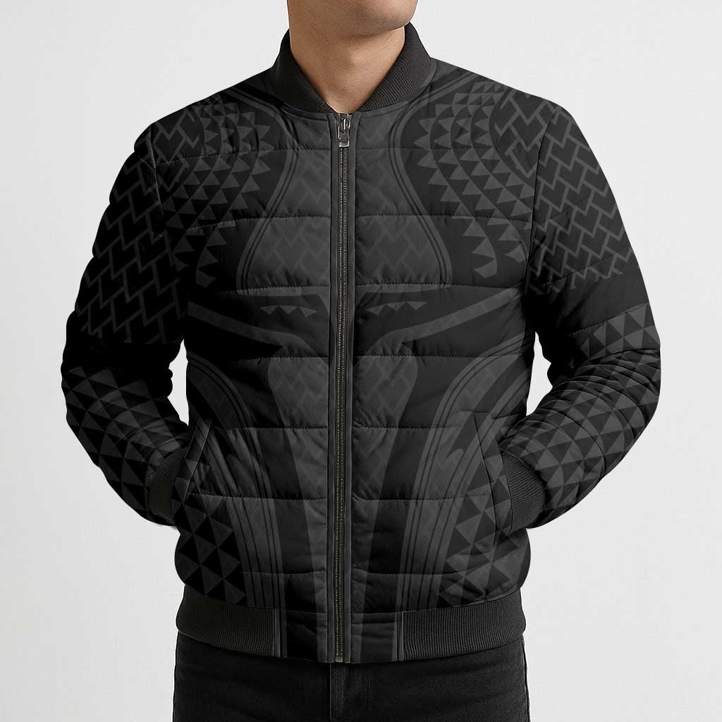 Hawaiian Kakau Art Tattoos Aquaman Style Bomber Puffer Jacket Black Version - Polynesian Pride