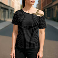 Hawaiian Kakau Art Tattoos Aquaman Style Cross Shoulder Shirt Black Version - Polynesian Pride