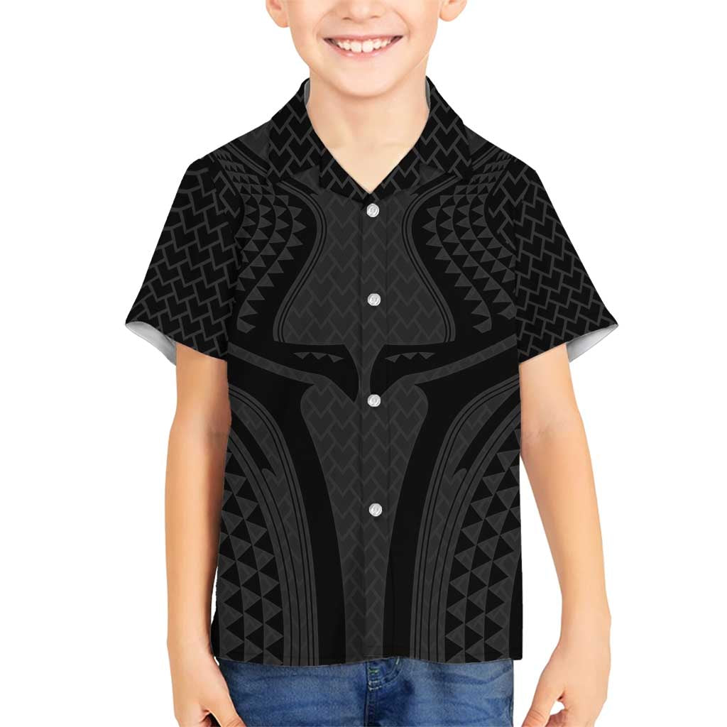 Hawaiian Kakau Art Tattoos Aquaman Style Family Matching Long Sleeve Bodycon Dress and Hawaiian Shirt Black Version LT03 Son's Shirt Black - Polynesian Pride