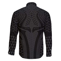 Hawaiian Kakau Art Tattoos Aquaman Style Family Matching Off The Shoulder Long Sleeve Dress and Hawaiian Shirt Black Version LT03 - Polynesian Pride