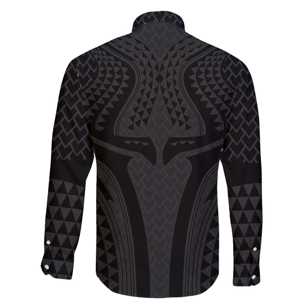 Hawaiian Kakau Art Tattoos Aquaman Style Family Matching Off Shoulder Short Dress and Hawaiian Shirt Black Version LT03 - Polynesian Pride