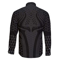 Hawaiian Kakau Art Tattoos Aquaman Style Family Matching Off Shoulder Short Dress and Hawaiian Shirt Black Version LT03 - Polynesian Pride