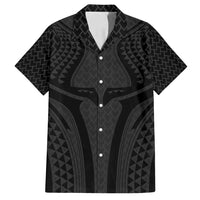Hawaiian Kakau Art Tattoos Aquaman Style Family Matching Summer Maxi Dress and Hawaiian Shirt Black Version LT03 Dad's Shirt - Short Sleeve Black - Polynesian Pride