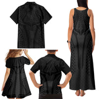Hawaiian Kakau Art Tattoos Aquaman Style Family Matching Tank Maxi Dress and Hawaiian Shirt Black Version LT03 - Polynesian Pride
