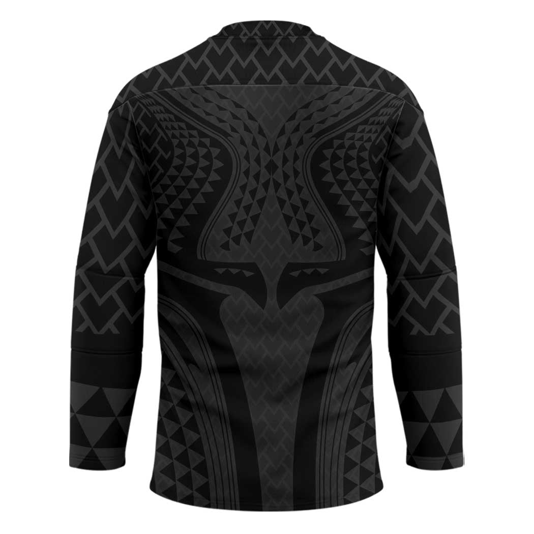 Hawaiian Kakau Art Tattoos Aquaman Style Hockey Jersey Black Version - Polynesian Pride