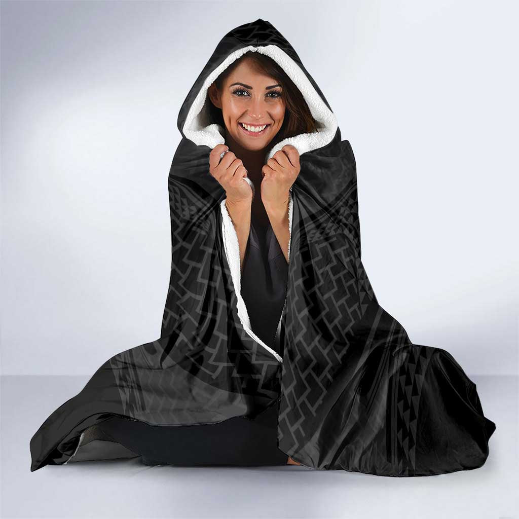 Hawaiian Kakau Art Tattoos Aquaman Style Hooded Blanket Black Version - Polynesian Pride