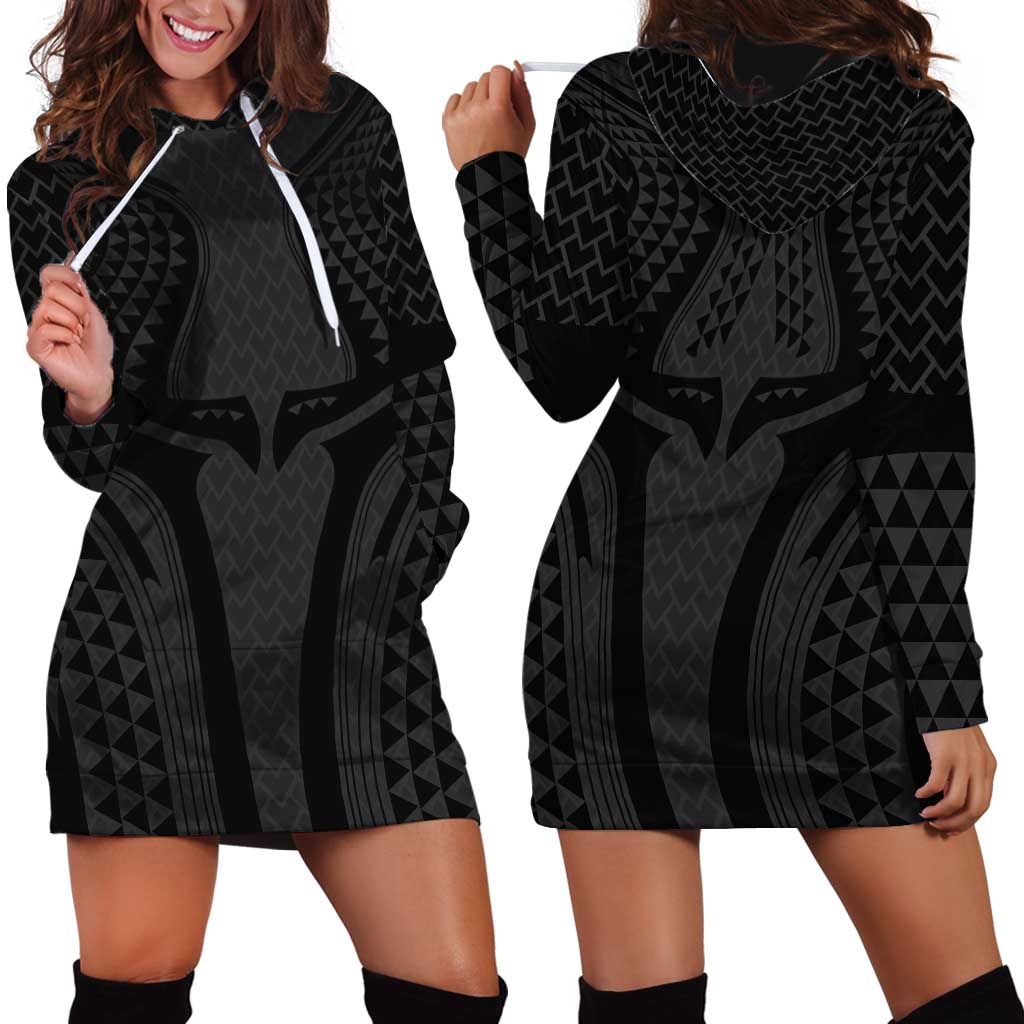 Hawaiian Kakau Art Tattoos Aquaman Style Hoodie Dress Black Version - Polynesian Pride