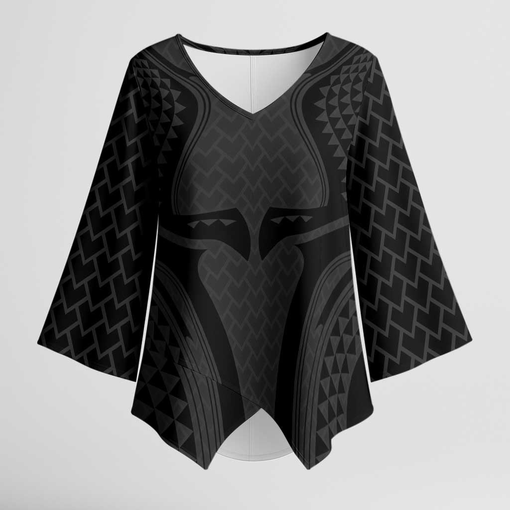 Hawaiian Kakau Art Tattoos Aquaman Style Kimono Sleeve Blouse Black Version - Polynesian Pride