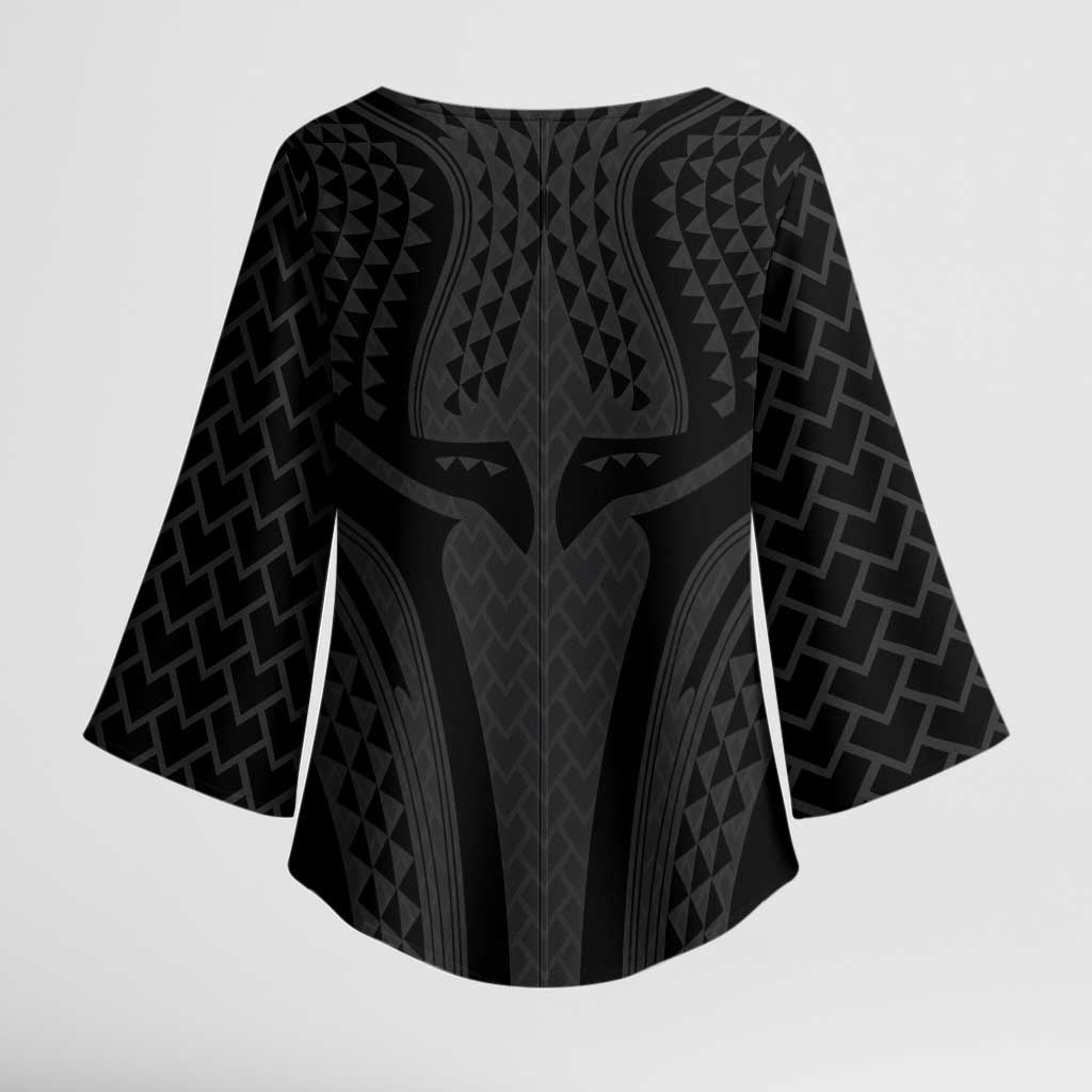 Hawaiian Kakau Art Tattoos Aquaman Style Kimono Sleeve Blouse Black Version - Polynesian Pride