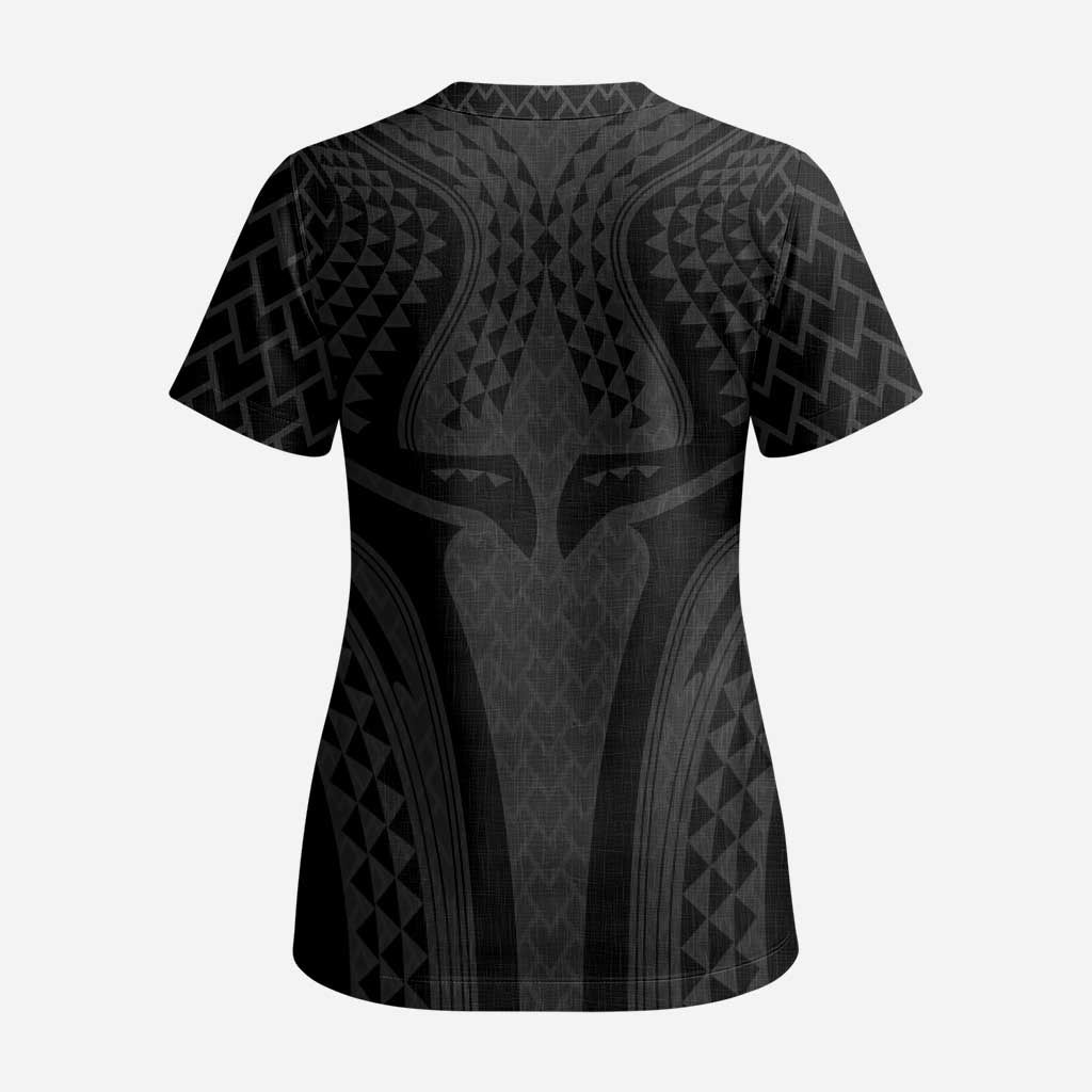 Hawaiian Kakau Art Tattoos Aquaman Style Scrub Top Black Version - Polynesian Pride