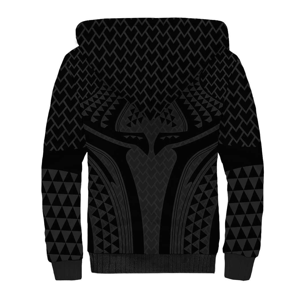 Hawaiian Kakau Art Tattoos Aquaman Style Sherpa Hoodie Black Version - Polynesian Pride