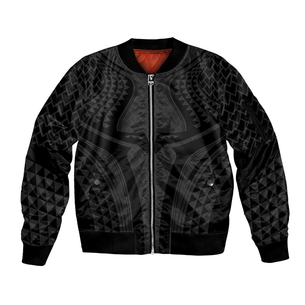 Hawaiian Kakau Art Tattoos Aquaman Style Sleeve Zip Bomber Jacket Black Version LT03 Unisex Black - Polynesian Pride