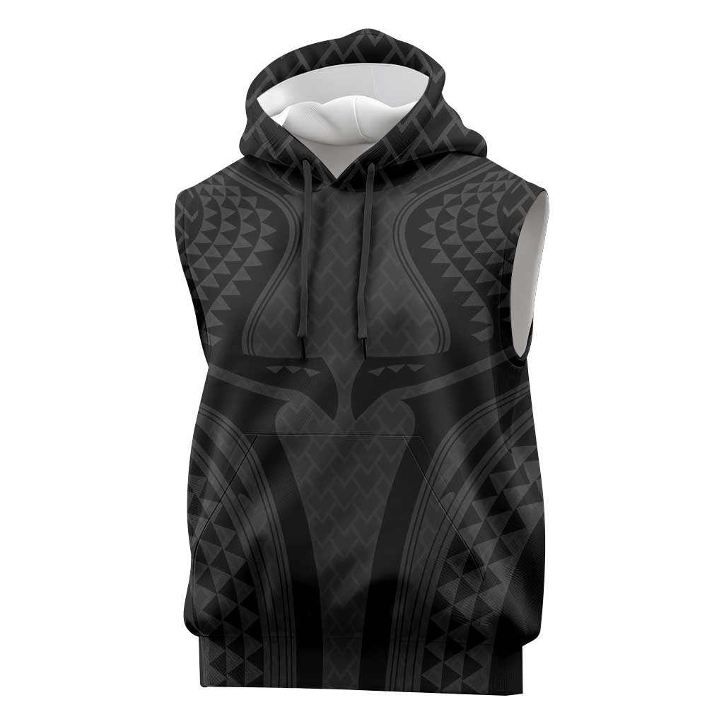 Hawaiian Kakau Art Tattoos Aquaman Style Sleeveless Hoodie Black Version LT03 Black - Polynesian Pride