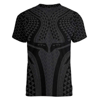 Hawaiian Kakau Art Tattoos Aquaman Style Women V-Neck T-Shirt Black Version LT03 - Polynesian Pride