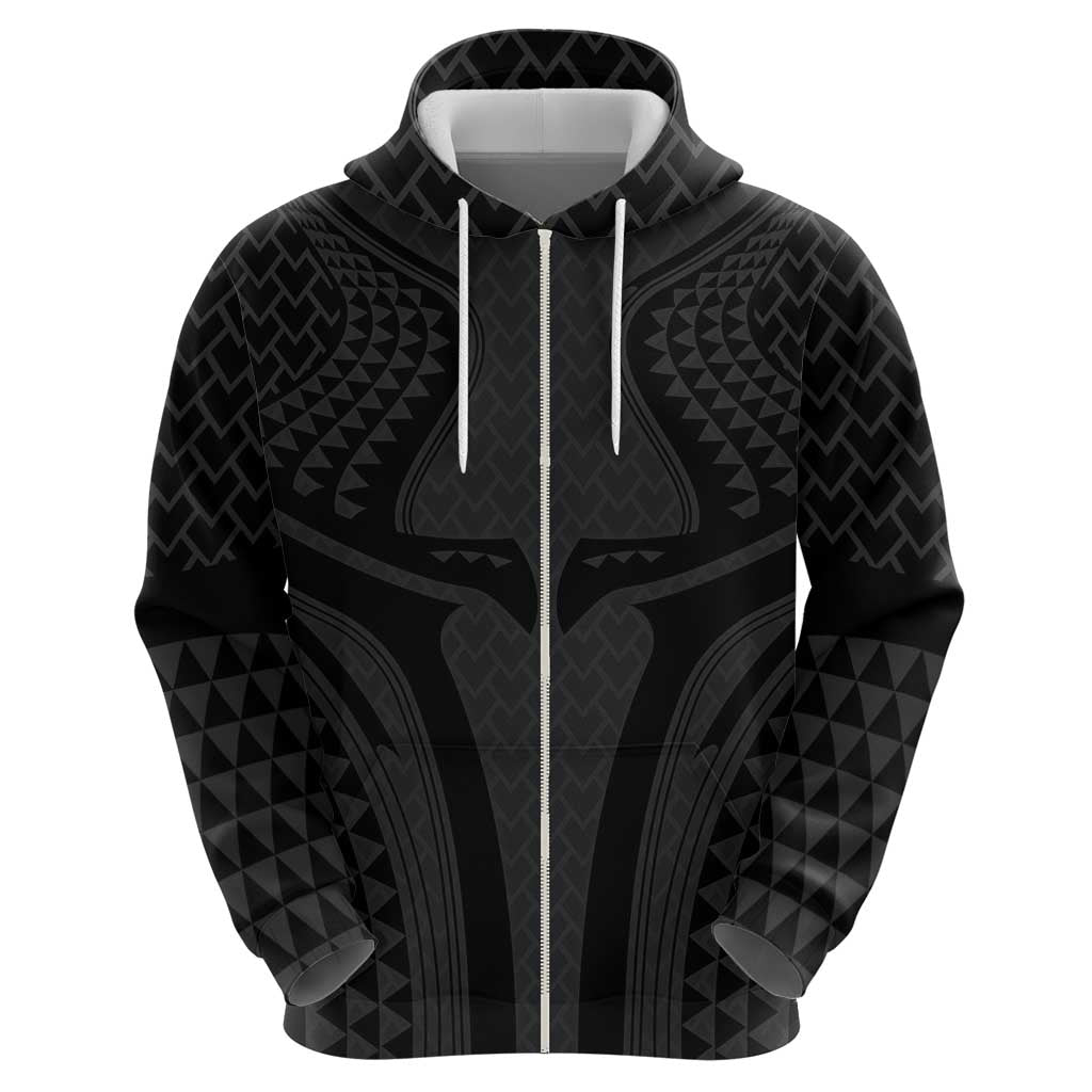 Hawaiian Kakau Art Tattoos Aquaman Style Zip Hoodie Black Version - Polynesian Pride