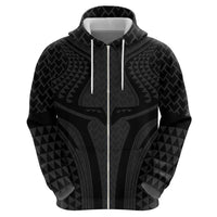 Hawaiian Kakau Art Tattoos Aquaman Style Zip Hoodie Black Version - Polynesian Pride