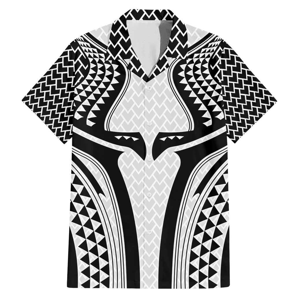 Hawaiian Kakau Art Tattoos Aquaman Style Family Matching Mermaid Dress and Hawaiian Shirt White Version LT03 Dad's Shirt - Short Sleeve White - Polynesian Pride