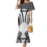 Hawaiian Kakau Art Tattoos Aquaman Style Family Matching Mermaid Dress and Hawaiian Shirt White Version LT03 Mom's Dress White - Polynesian Pride