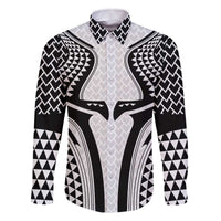 Hawaiian Kakau Art Tattoos Aquaman Style Family Matching Off The Shoulder Long Sleeve Dress and Hawaiian Shirt White Version LT03 Dad's Shirt - Long Sleeve White - Polynesian Pride
