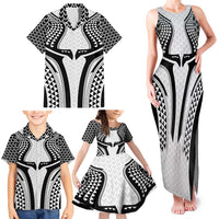 Hawaiian Kakau Art Tattoos Aquaman Style Family Matching Tank Maxi Dress and Hawaiian Shirt White Version LT03 - Polynesian Pride
