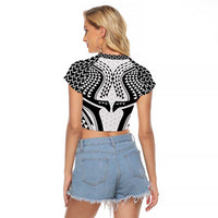 Hawaiian Kakau Art Tattoos Aquaman Style Raglan Cropped T Shirt White Version - Polynesian Pride