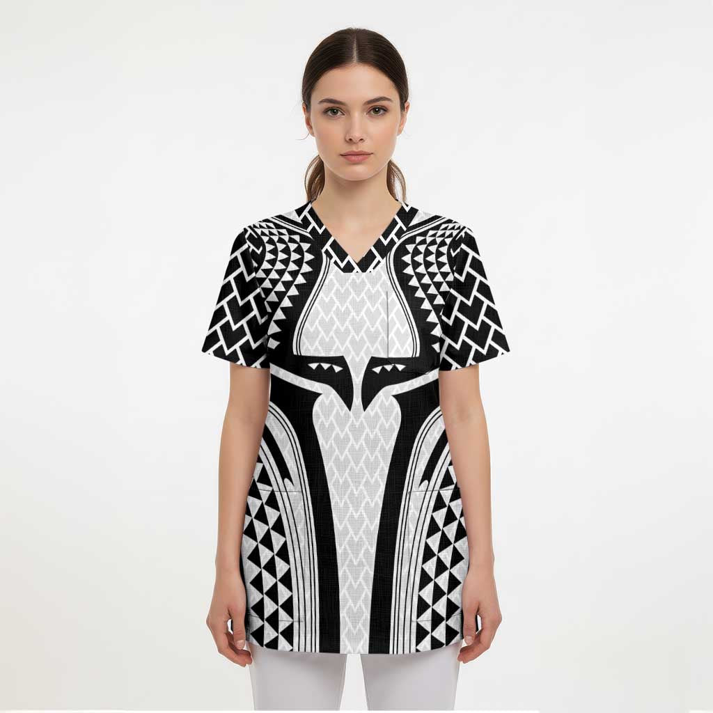 Hawaiian Kakau Art Tattoos Aquaman Style Scrub Top White Version - Polynesian Pride