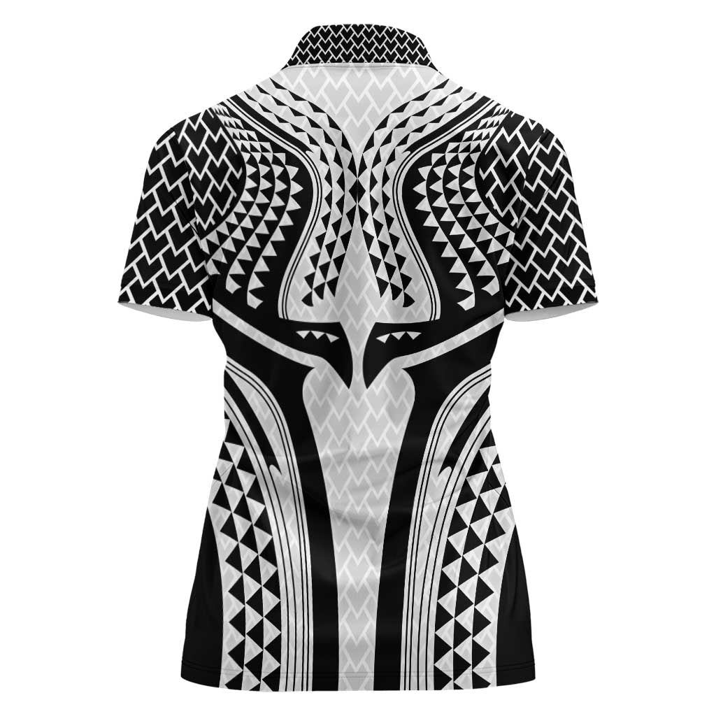 Hawaiian Kakau Art Tattoos Aquaman Style Women Polo Shirt White Version - Polynesian Pride