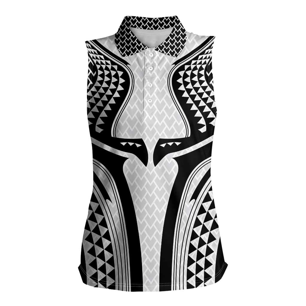 Hawaiian Kakau Art Tattoos Aquaman Style Women Sleeveless Polo Shirt White Version LT03 Female White - Polynesian Pride