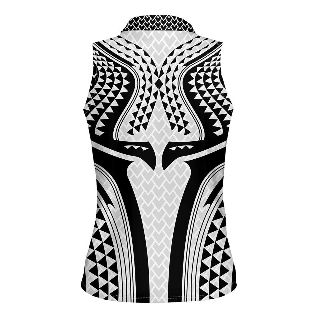Hawaiian Kakau Art Tattoos Aquaman Style Women Sleeveless Polo Shirt White Version LT03 - Polynesian Pride