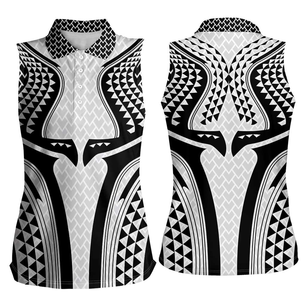 Hawaiian Kakau Art Tattoos Aquaman Style Women Sleeveless Polo Shirt White Version LT03 - Polynesian Pride