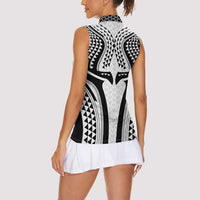 Hawaiian Kakau Art Tattoos Aquaman Style Women Sleeveless Polo Shirt White Version LT03 - Polynesian Pride