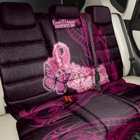 Polynesia Breast Cancer Back Car Seat Cover Butterfly and Flowers Ribbon Maori Tattoo Ethnic Black Style LT03 - Polynesian Pride