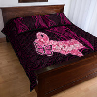 Polynesia Breast Cancer Quilt Bed Set Butterfly and Flowers Ribbon Maori Tattoo Ethnic Black Style LT03 - Polynesian Pride